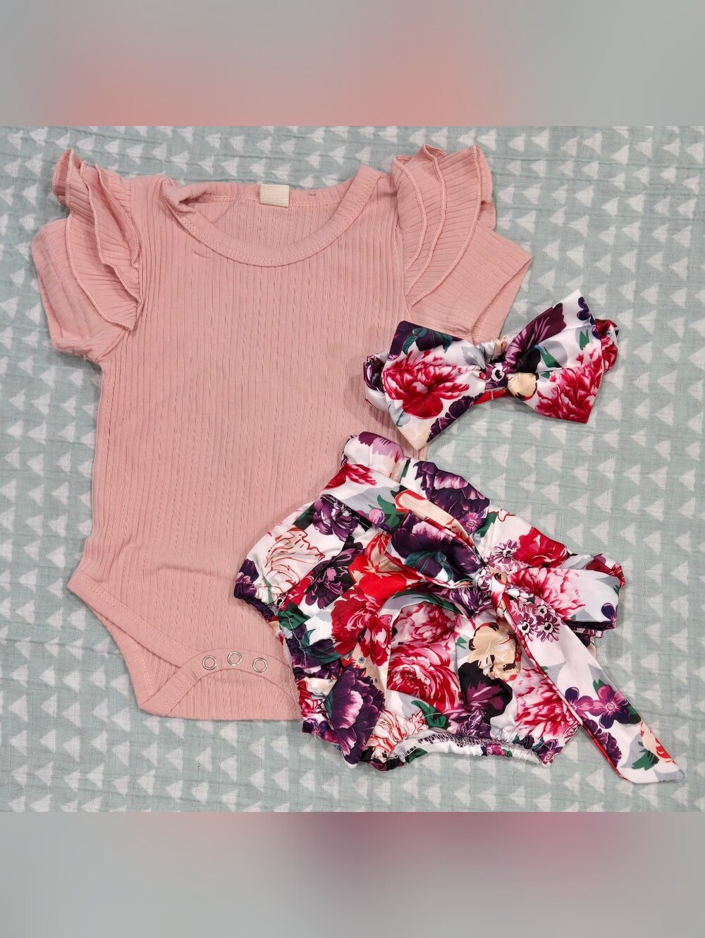 Baby Floral Bloomer Set - 3-6M
